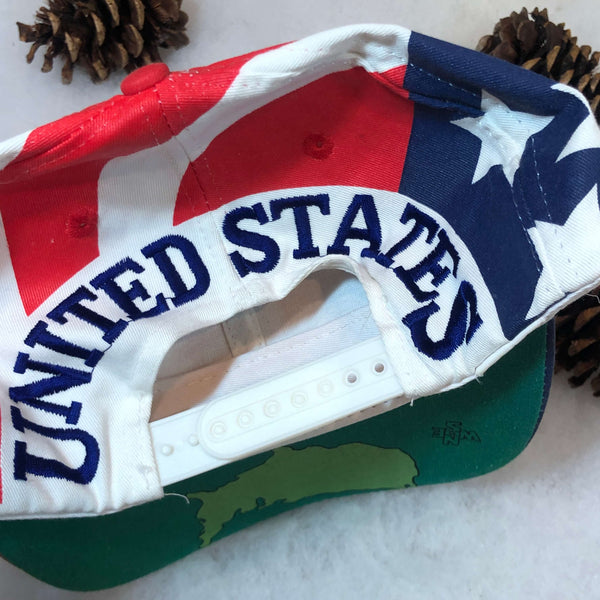Vintage USA Flag All Over Print Twill Snapback Hat