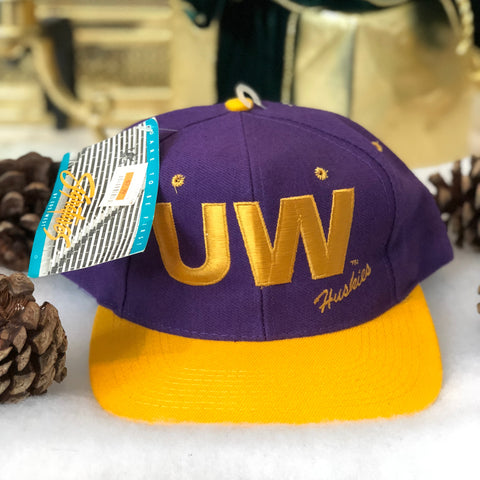 Vintage Deadstock NWT Signatures NCAA Washington Huskies Snapback Hat