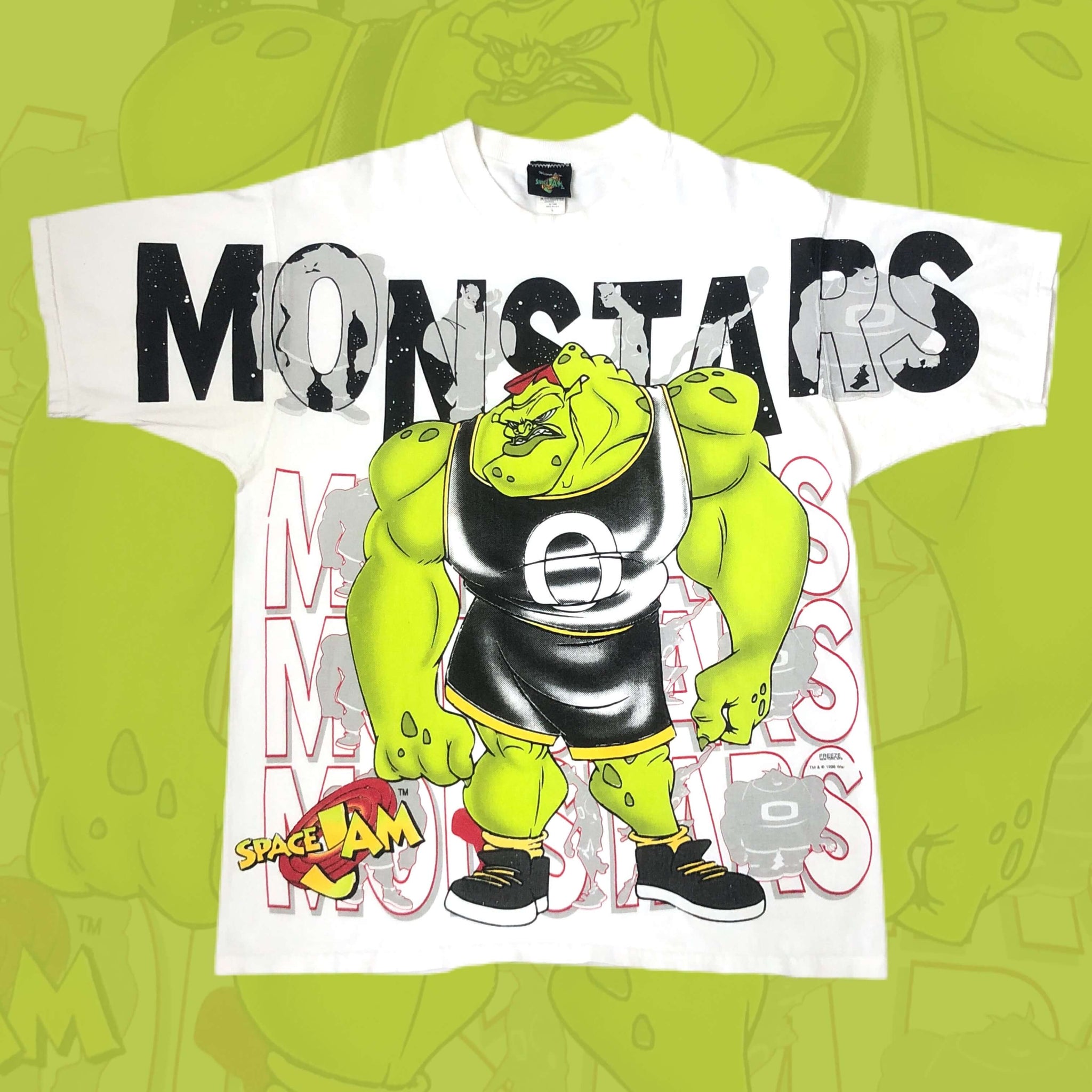 Vintage 1996 Space Jam Monstars Bang All Over Print T-Shirt (L)