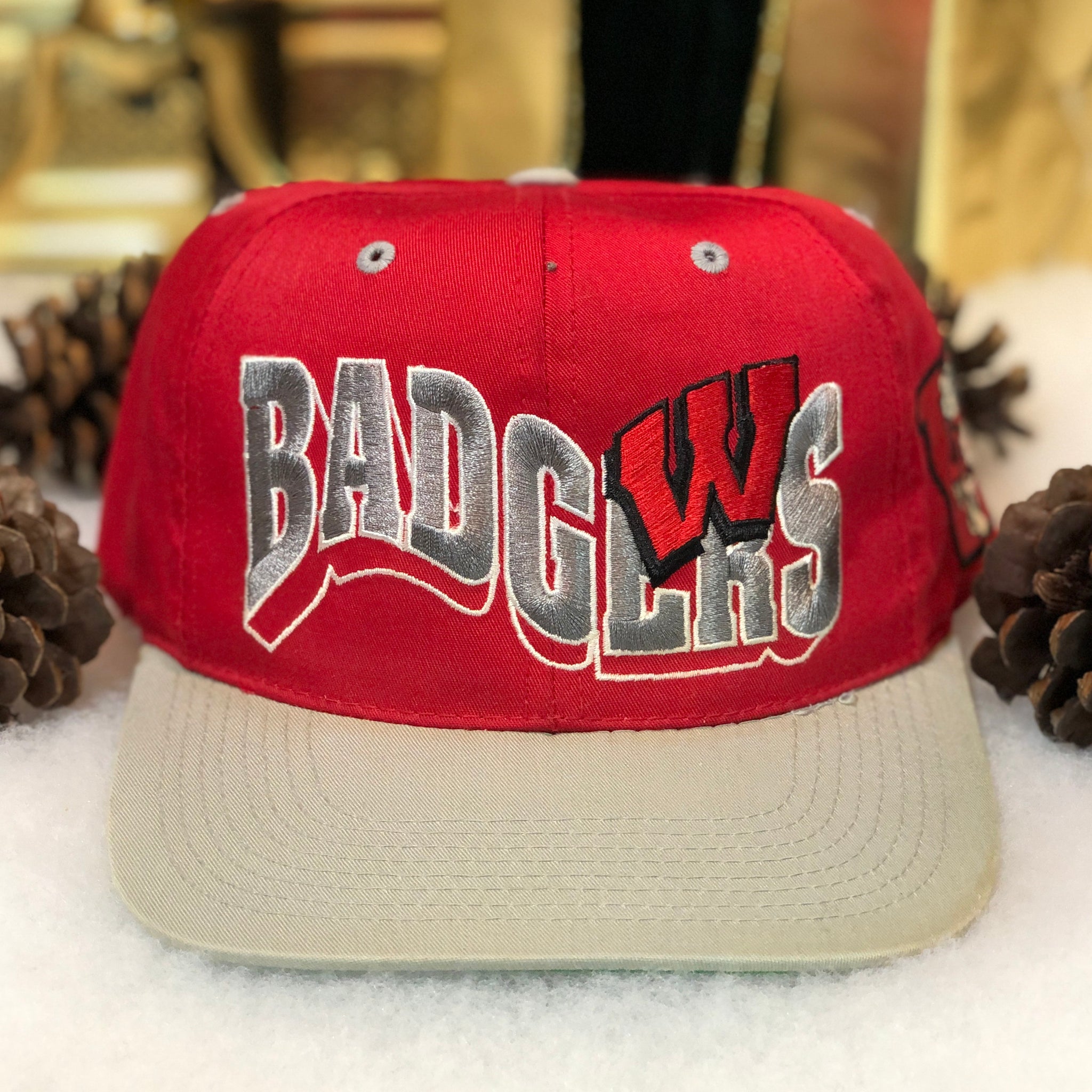 Vintage NCAA Wisconsin Badgers The G Cap Wave Twill Snapback Hat