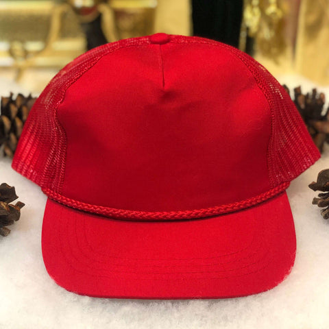 Vintage Deadstock NWOT Blank Red Yupoong Twill Trucker Hat Snapback