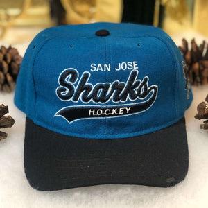 Vintage NHL San Jose Sharks Starter Tailsweep Script Wool Snapback Hat