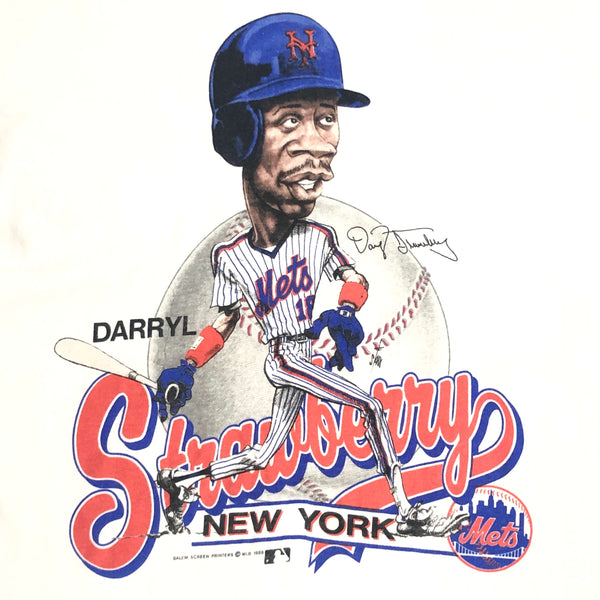 Vintage 1988 MLB New York Mets Darryl Strawberry Salem Sportswear Caricature T-Shirt (L)