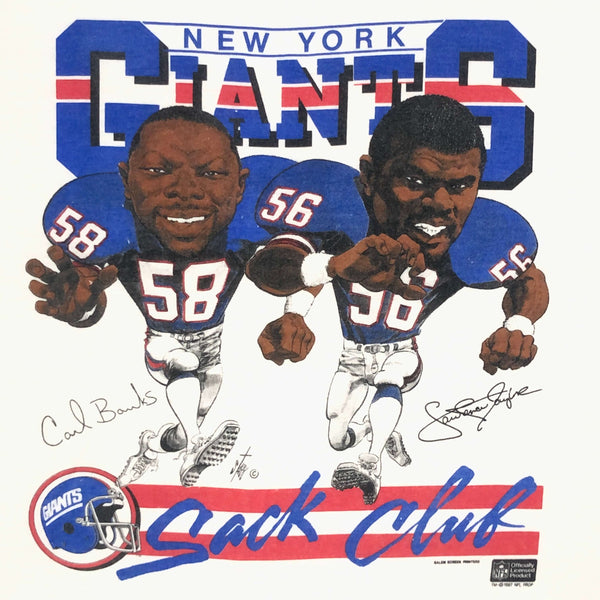 Vintage 1987 NFL New York Giants "Sack Club" Carl Banks Lawrence Taylor Salem Sportswear Caricature T-Shirt (L)