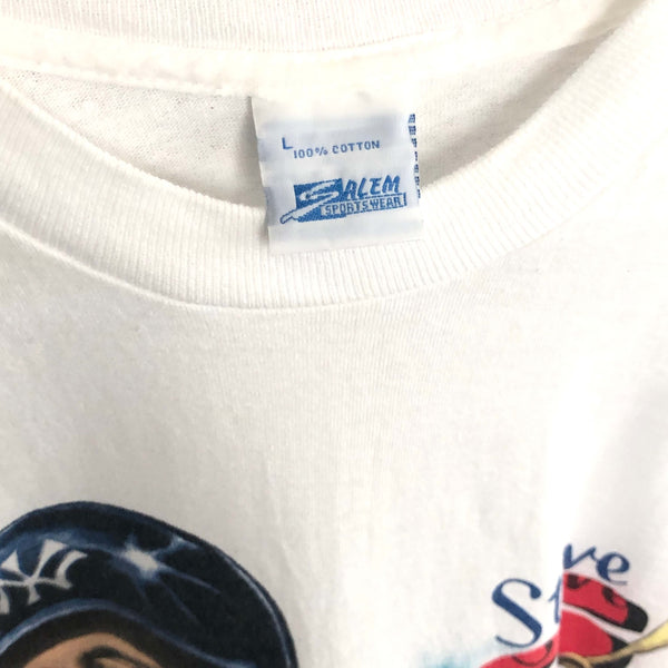 Vintage 1990 MLB New York Yankees Steve Sax Salem Sportswear Caricature T-Shirt (L)