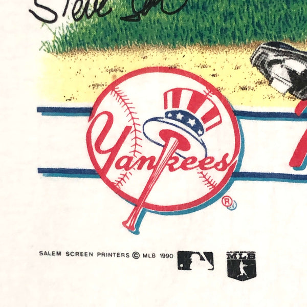 Vintage 1990 MLB New York Yankees Steve Sax Salem Sportswear Caricature T-Shirt (L)