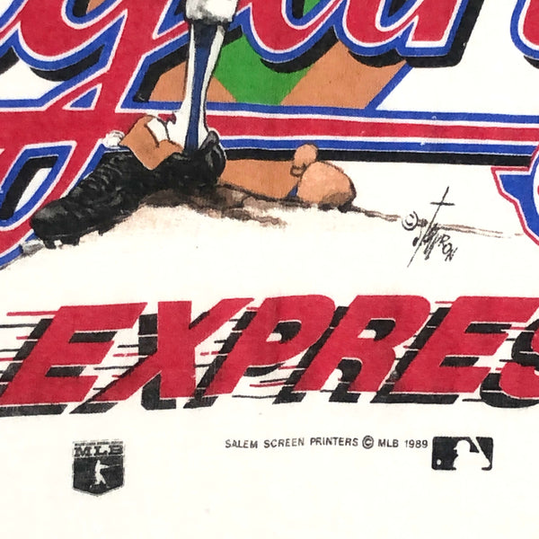 Vintage 1989 MLB Texas Rangers Nolan Ryan "The K Express" Salem Sportswear Caricature T-Shirt (L)