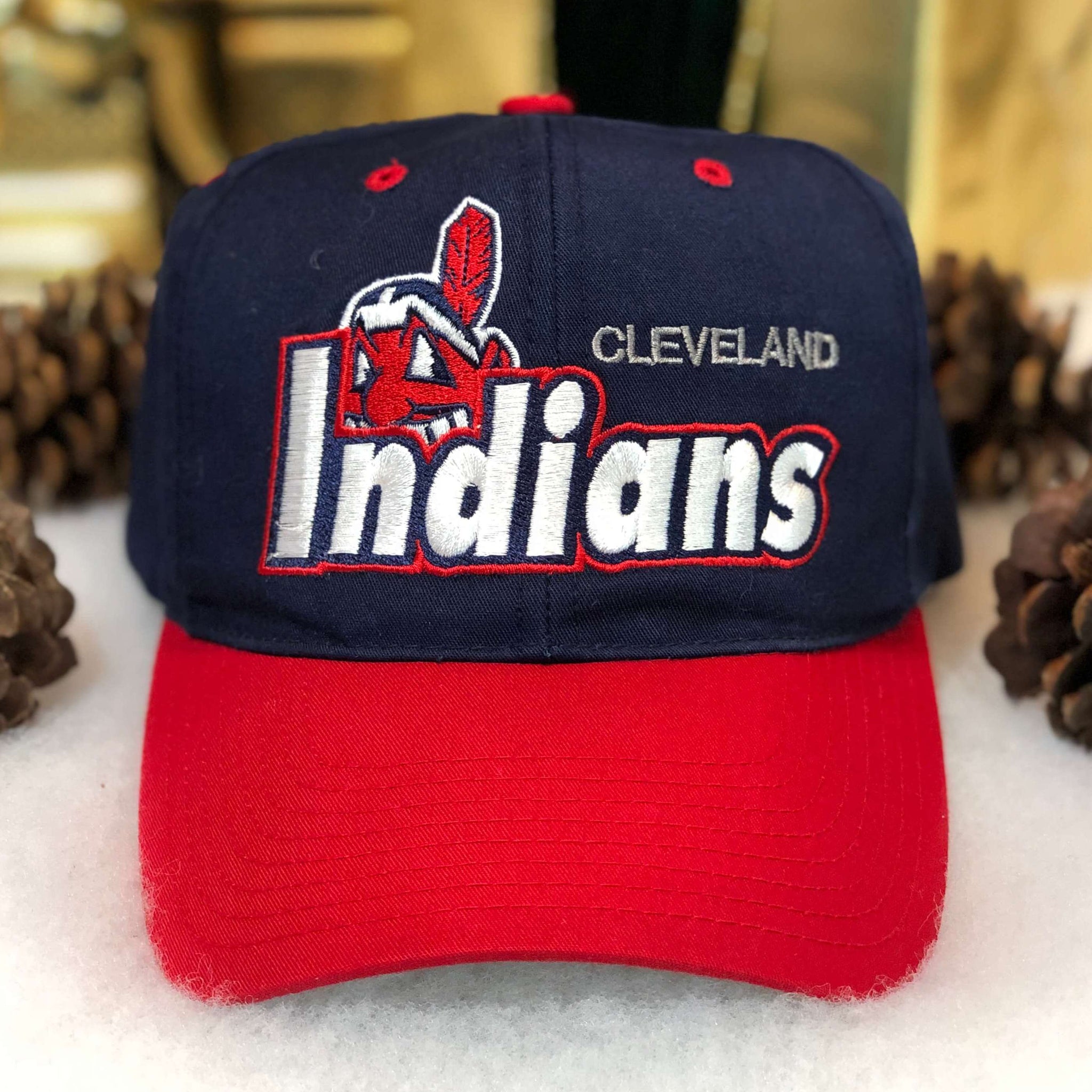 Vintage MLB Cleveland Indians Logo 7 Twill Snapback Hat