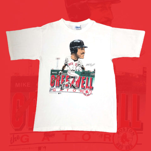 Vintage 1989 MLB Boston Red Sox Mike Greenwell "The Gator" Salem Sportswear Caricature T-Shirt (L)
