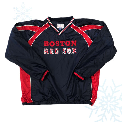MLB Boston Red Sox Carl Banks Vneck Windbreaker Pullover Jacket (XXL)