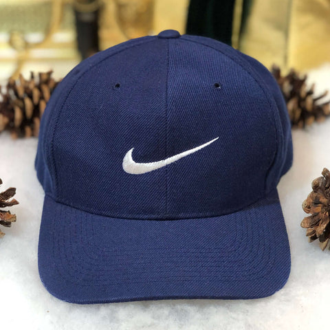 Vintage Nike Swoosh Navy Blue Wool Snapback Hat