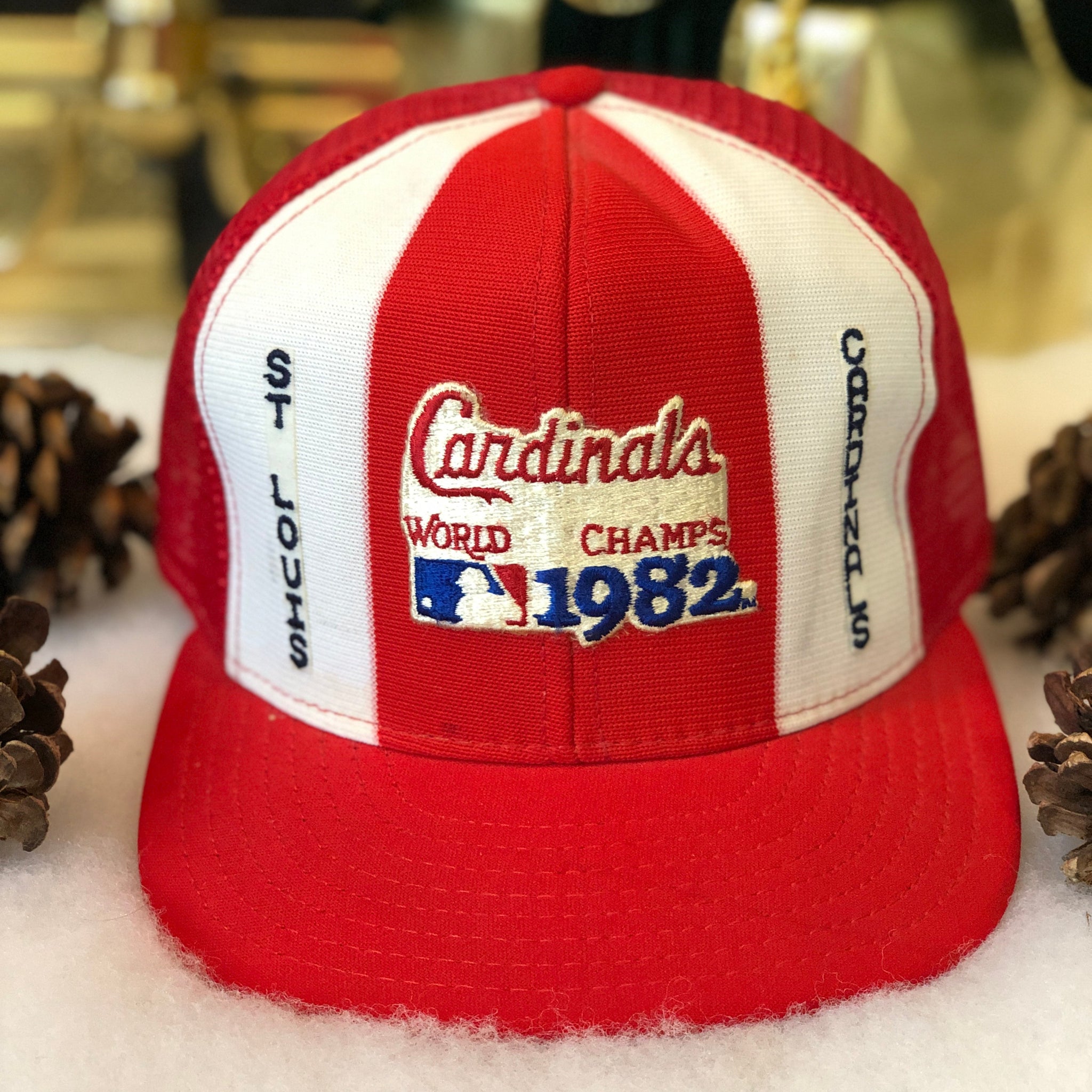 Vintage AJD Lucky Stripes MLB 1982 World Champions St. Louis Cardinals Trucker Hat Snapback