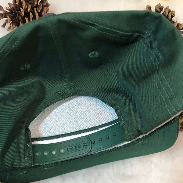 Vintage Deadstock NWOT Blank Green Navy Plaid San Sun Twill Snapback Hat