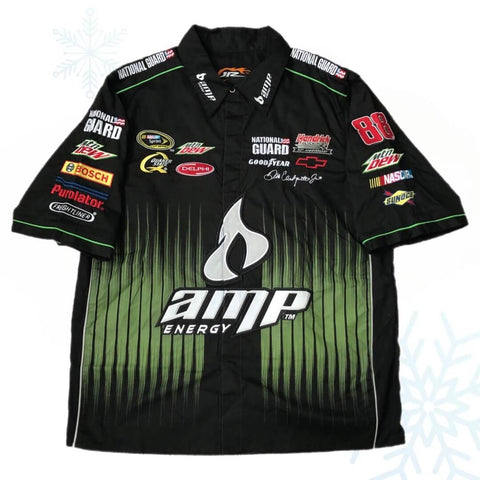 Vintage Deadstock NWOT NASCAR Amp Energy Dale Earnhardt Jr. Pit Crew Button Up Shirt (L)