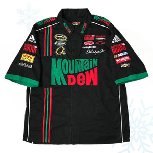 Vintage Deadstock NWOT NASCAR Mountain Dew Dale Earnhardt Jr. Pit Crew Button Up Shirt (L)
