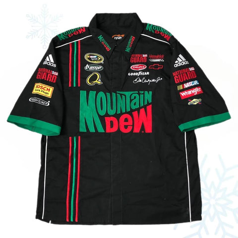 Vintage Deadstock NWOT NASCAR Mountain Dew Dale Earnhardt Jr. Pit Crew Button Up Shirt (L)