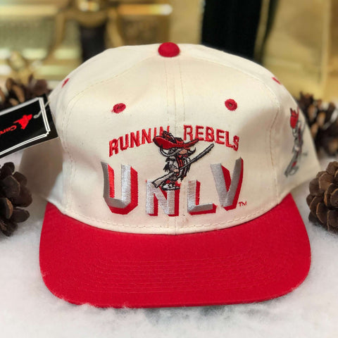 Vintage Deadstock NWT NCAA UNLV Runnin' Rebels Cardinal Cap Twill Snapback Hat