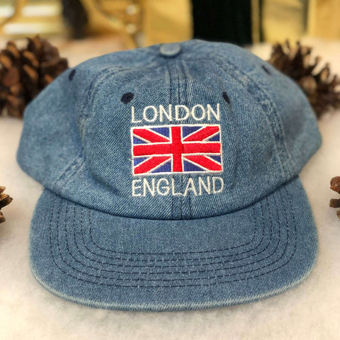 Vintage London England Denim Strapback Hat