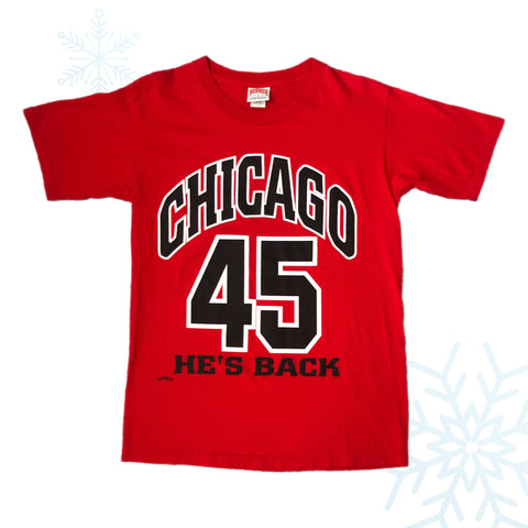 Vintage NBA Michael Jordan "He's Back" Chicago Bulls Nutmeg Mills T-Shirt (L)