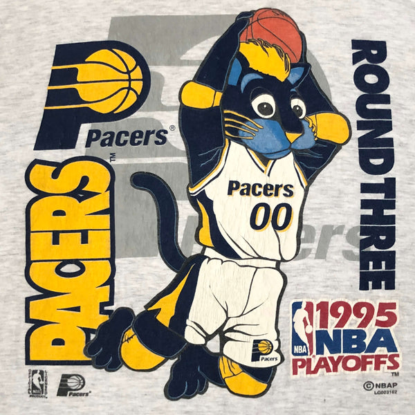 Vintage 1995 NBA Playoffs Indiana Pacers "Round Three" Boomer Mascot T-Shirt (XL)