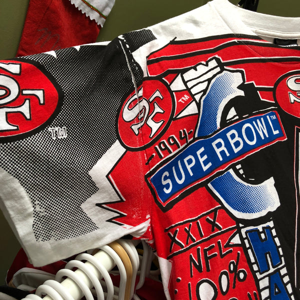 Vintage Deadstock NWOT NFL Super Bowl XXIX Champions San Francisco 49ers All Over Print T-Shirt