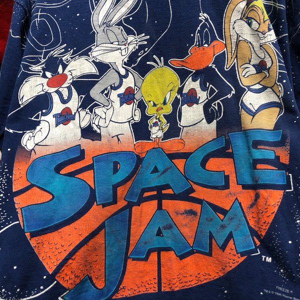 Vintage 1996 Space Jam Blue Graphic T-Shirt