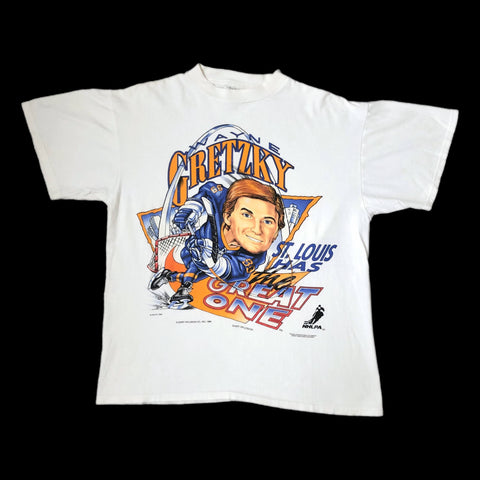 Vintage 1996 NHL St. Louis Blues Wayne Gretzky Shirt Xplosion Caricature T-Shirt (L)