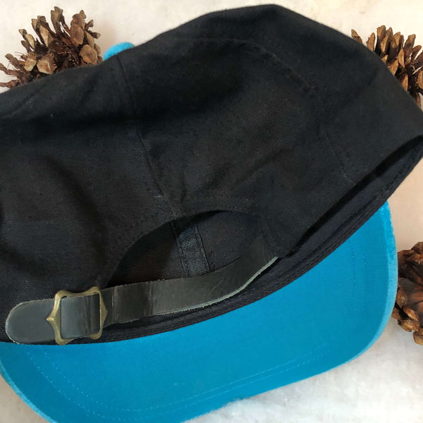 Blank Black Teal Suede Brim Strapback Hat