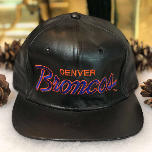 Vintage NFL Denver Broncos Sports Specialties Leather Script Strapback Hat