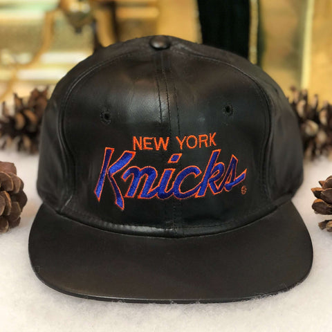 Vintage NBA New York Knicks Sports Specialties Leather Script Strapback Hat