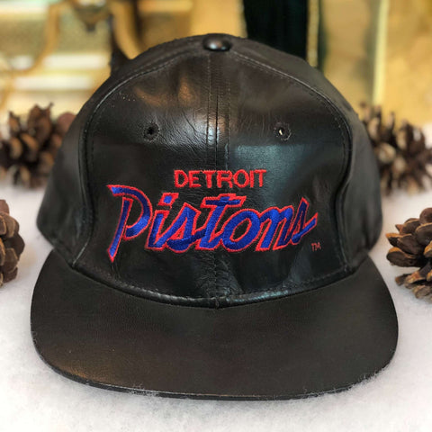 Vintage NBA Detroit Pistons Sports Specialties Leather Script Strapback Hat