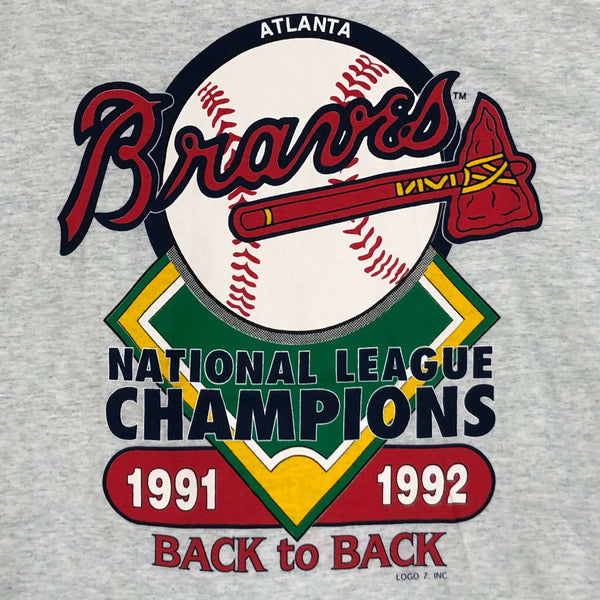 Vintage Deadstock NWOT 1991-92 MLB Atlanta Braves Back to Back NL Champions Logo 7 T-Shirt (L)