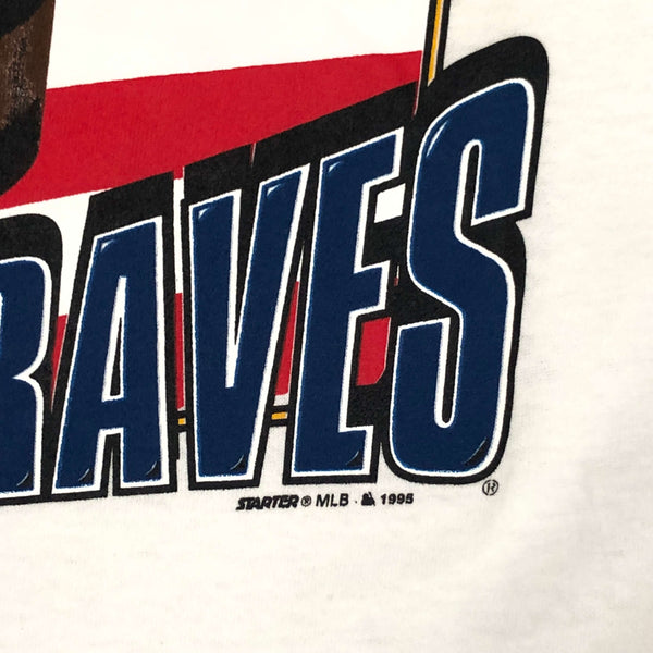 Vintage Deadstock NWOT 1995 MLB Atlanta Braves World Series Champions Starter Ringer T-Shirt (L)