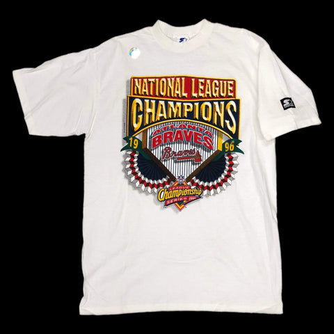 Vintage Deadstock NWOT 1996 MLB Atlanta Braves NL Champions Starter T-Shirt (L)