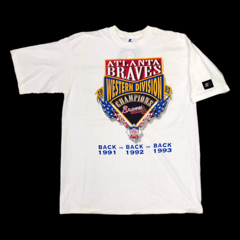 Vintage Deadstock NWT MLB Atlanta Braves 1991-93 Western Division Champions Starter T-Shirt (XL)