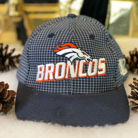 Vintage Logo Athletic NFL Denver Broncos Checkered Plaid Velcro Hat