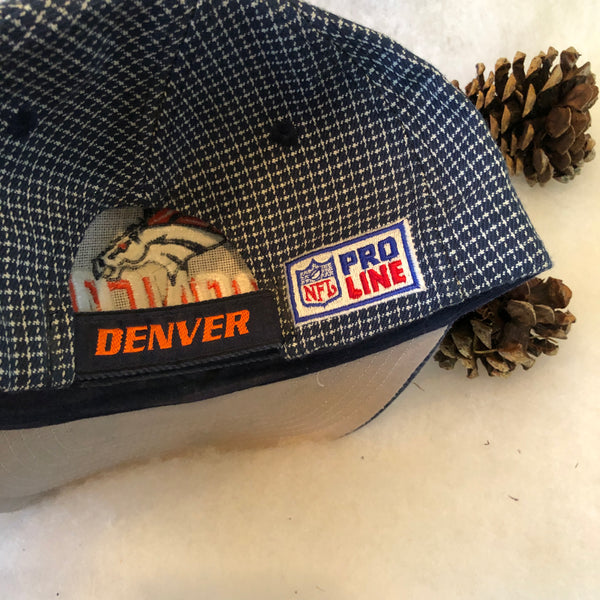 Vintage Logo Athletic NFL Denver Broncos Checkered Plaid Velcro Hat
