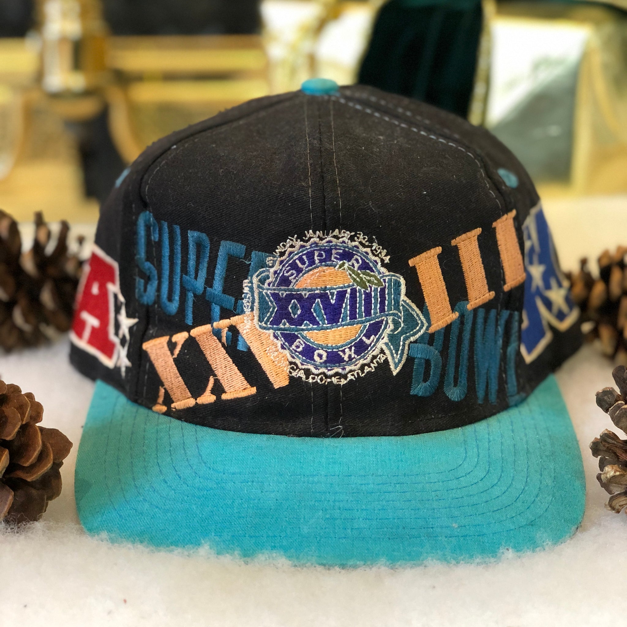 Vintage Logo 7 NFL Super Bowl XXVIII Snapback Hat Wraparound Snapback Hat