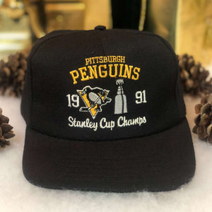Vintage NHL Pittsburgh Penguins 1991 Stanley Cup Champions Annco Snapback Hat
