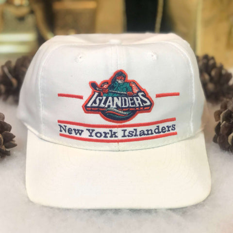 Vintage NHL New York Islanders Fisherman The Game Split Bar Twill Snapback Hat