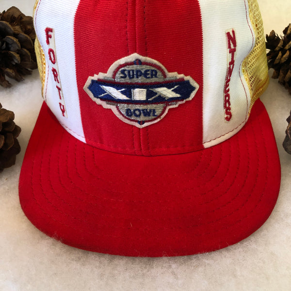 Vintage AJD Lucky Stripes NFL San Francisco 49ers Super Bowl XIX Trucker Hat Snapback