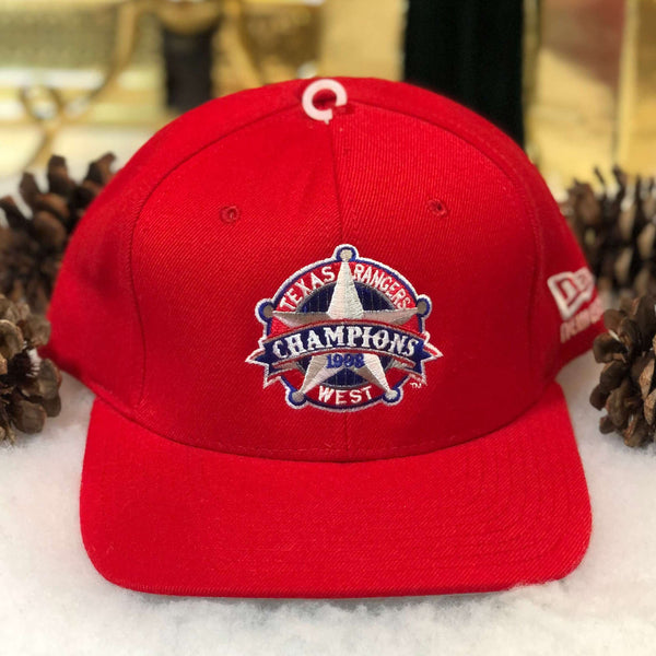 Vintage Deadstock NWOT MLB Texas Rangers 1998 West Champions New Era Wool Snapback Hat