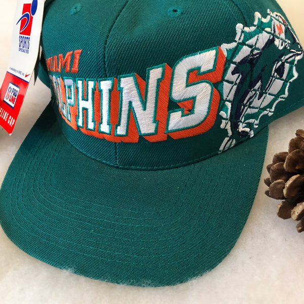 Vintage Deadstock NWT Sports Specialties Grid NFL Miami Dolphins Snapback Hat