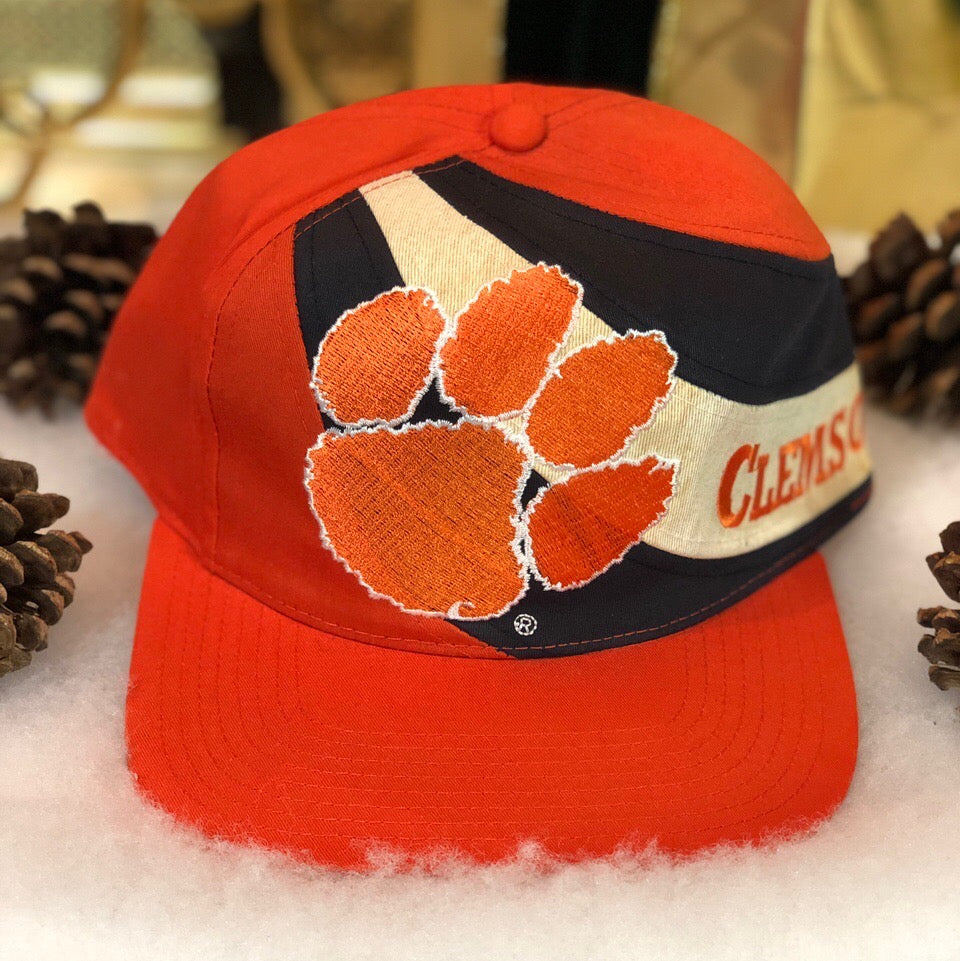 Vintage Deadstock NWOT NCAA Clemson Tigers Twins Enterprise Swirl Twill Snapback Hat