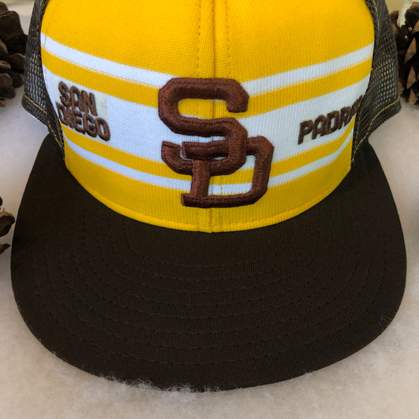 Vintage Deadstock NWOT AJD Superstripe MLB San Diego Padres Trucker Hat Snapback