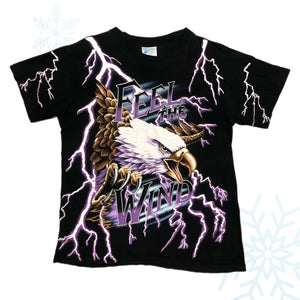 Vintage Feel the Wind American Thunder Lightning All Over Print T-Shirt (L)