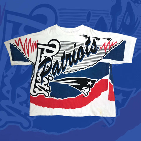 Vintage NFL New England Patriots Magic Johnson T's All Over Print T-Shirt (XL)