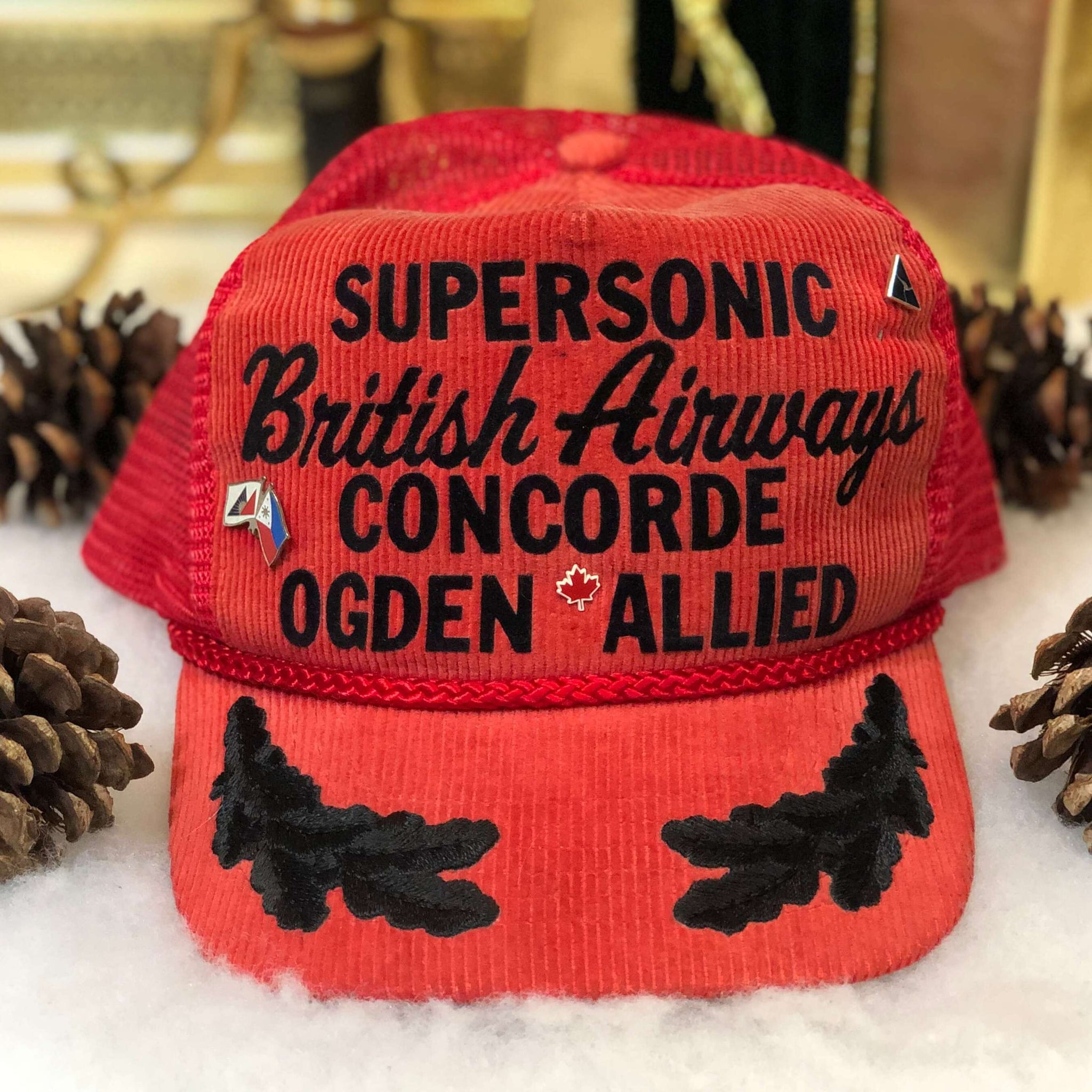 Vintage Supersonic British Airways Concorde Ogden Allied Corduroy Trucker Hat