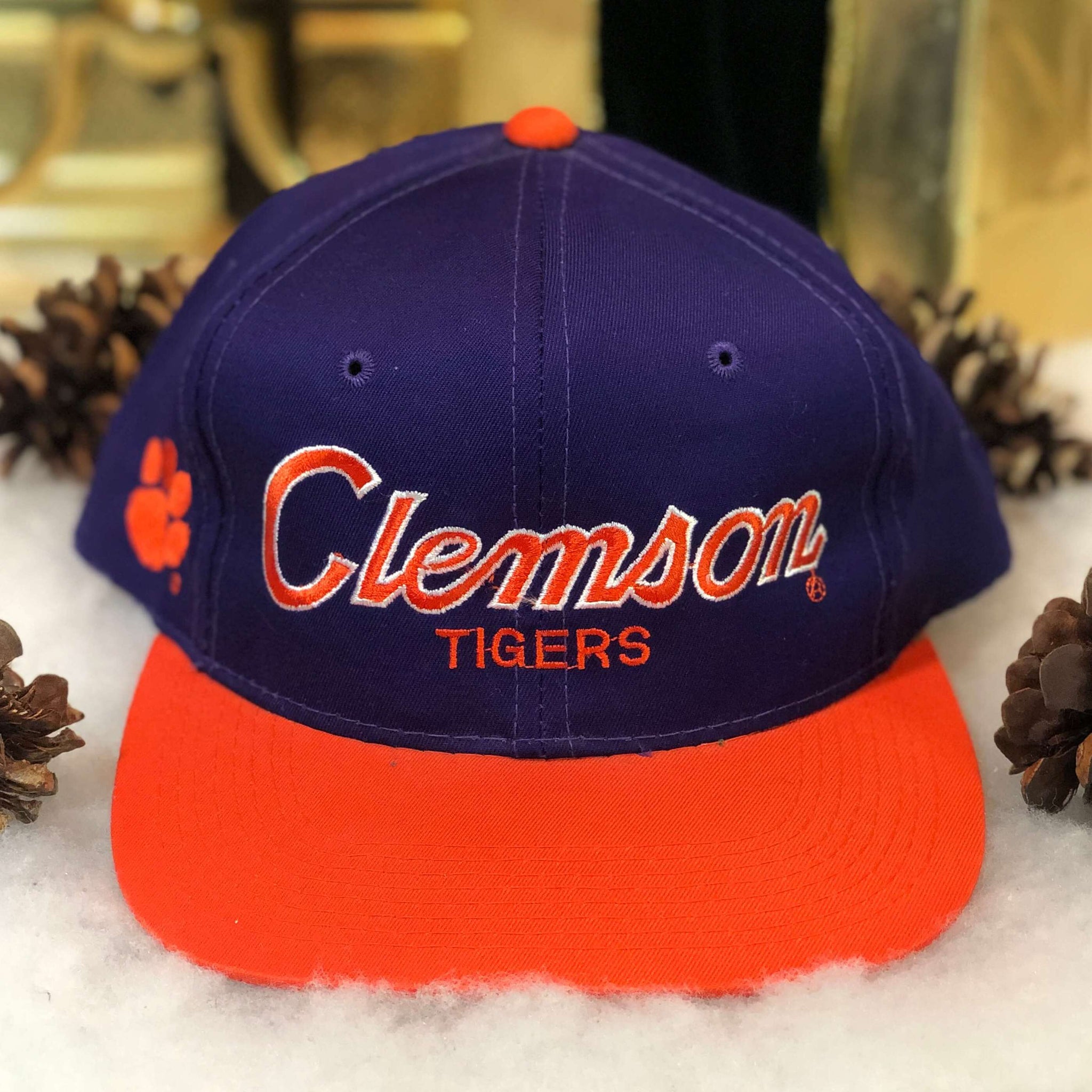 Vintage Deadstock NWOT NCAA Clemson Tigers Sports Specialties Twill Script Snapback Hat