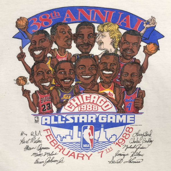 Vintage 1988 NBA All-Star Game Salem Sportswear Caricature T-Shirt (M)